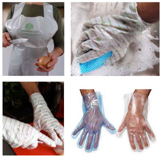 degradable gloves and aprons